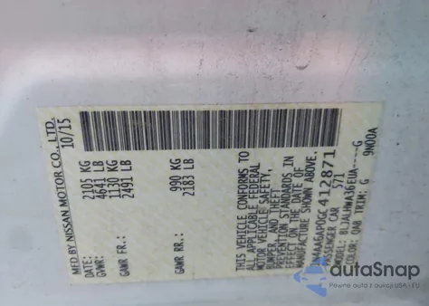 2016 Nissan Maxima 3.5 Platinum z USA, uszkodzony, nr VIN 1N4AA6AP0GC412871